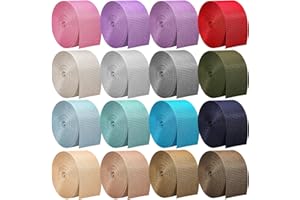 Wholelovein 16 Rolls 1.5 Inch Wide Heavy Cotton Webbing Strap 3.3 Yard 16 Colors Polyester Webbing Strap for DIY Making Bag Handles, Crafting Gear Repair, Pet Leash, Backpack, Gardening Accessories