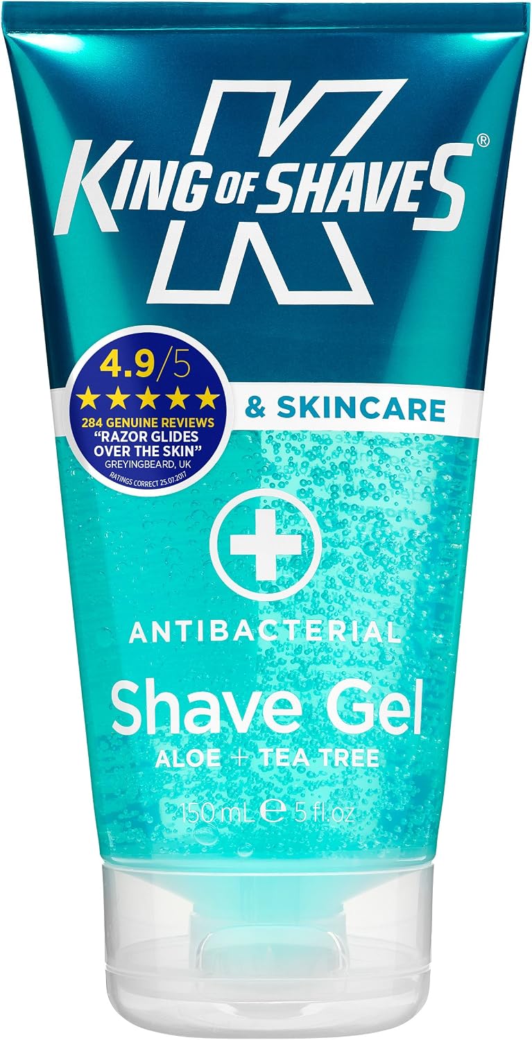 King of Shaves Antibacterial Shaving Gel for Men Low Foam for A Precise Shave Suitable for All Skin Types Clear Shaving Gel for Men 2x175ml - Image 3