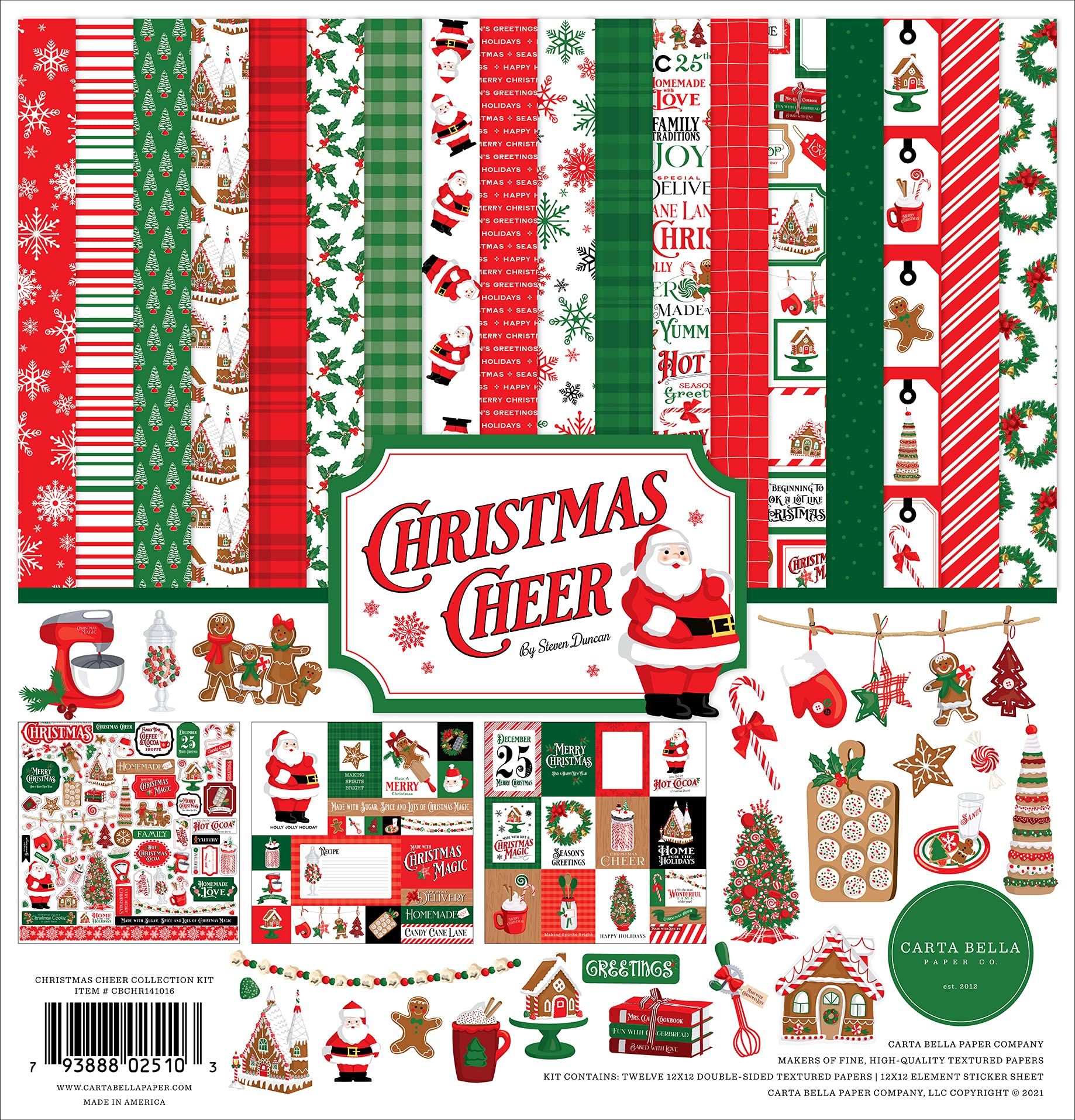 Echo Park Paper Company Christmas Cheer Collection Kit Paper, Multi 12-x-12-Inch