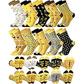Bunnycool 10 Pairs Women Funny Bee Socks Novelty Cute Bee Patterned Crew Socks Gift for Birthday Mother's Day Honeybee Day