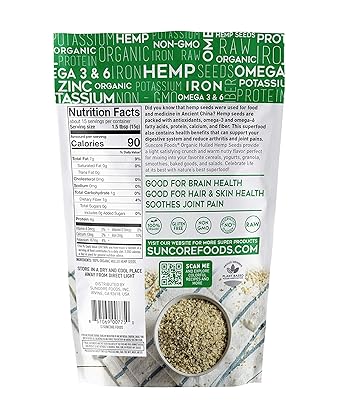 Suncore Alimentos – 100 % semillas de cáñamo orgánicas de ...