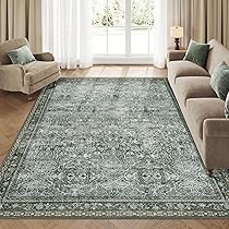 SONGMICS HOME Area Rug, 5x7 ft Living Room Rug, Vintage-Style, Non
