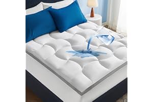 Bedsure Mattress Topper Queen - Pillow Top Queen Mattress Protector with 8-21 Inches Deep Pocket, 800 GSM Extra Thick Waterproof Bed Pad Fitted, Soft Cover Bed for Home, Bedroom, Hotel - White