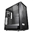 Fractal Design Meshify C - Compact Computer Case - High Performance Airflow/Cooling - 2X Fans Included - PSU Shroud - Modular Interior - Water-Cooling Ready - USB3.0 - Tempered Glass Light - Blackout