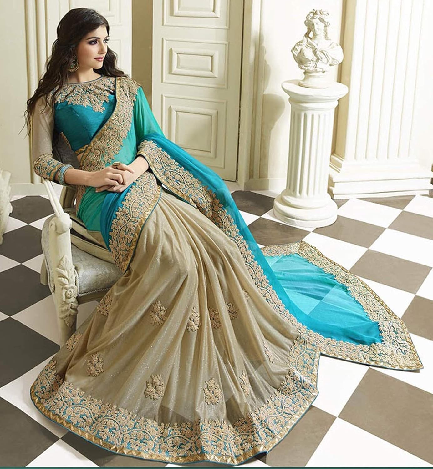 fabrizo georgette saree (rc-29_blue_free size)