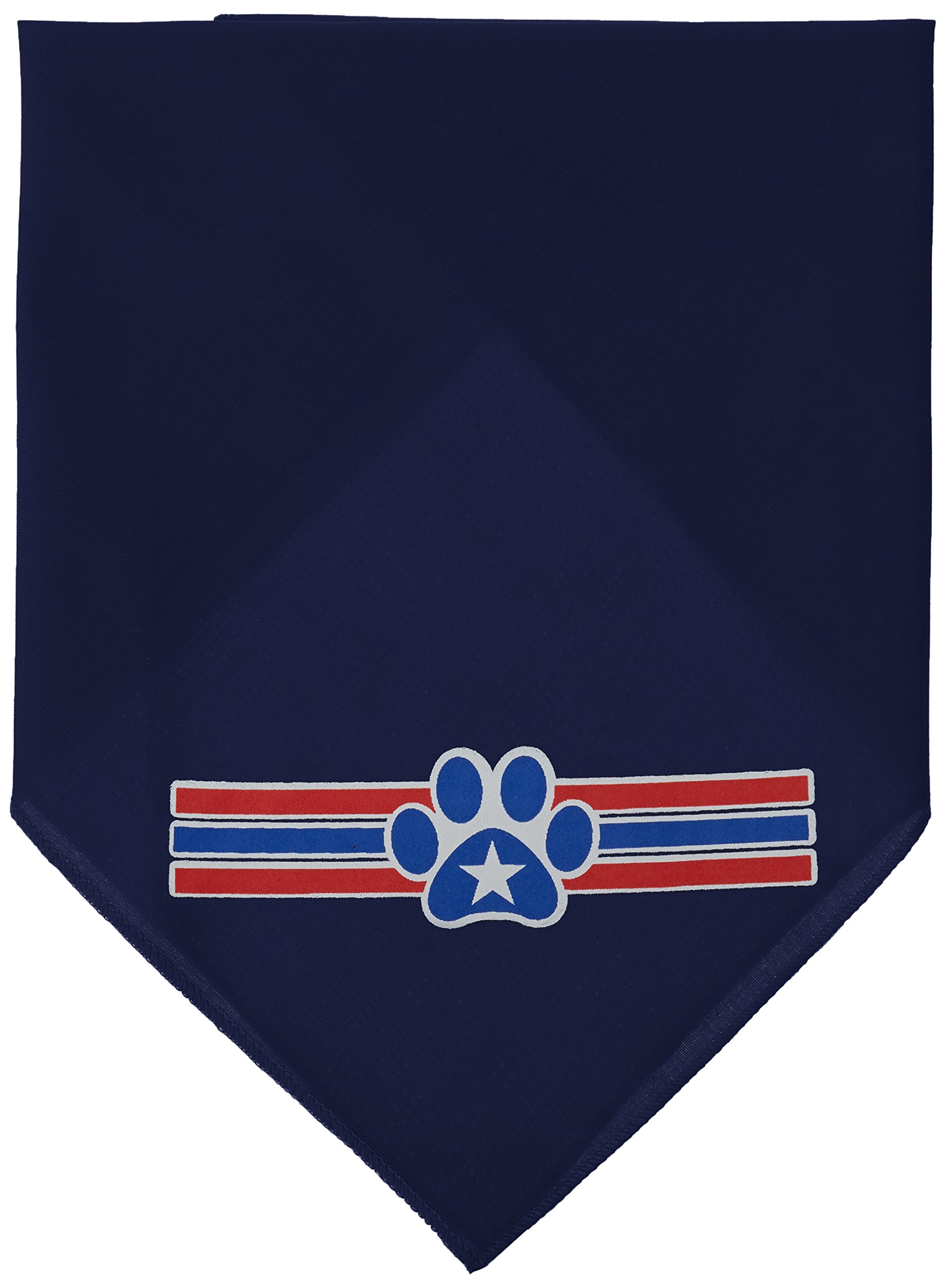Mirage Patriotic Star Paw Screen Print Bandana, Small, Navy Blue