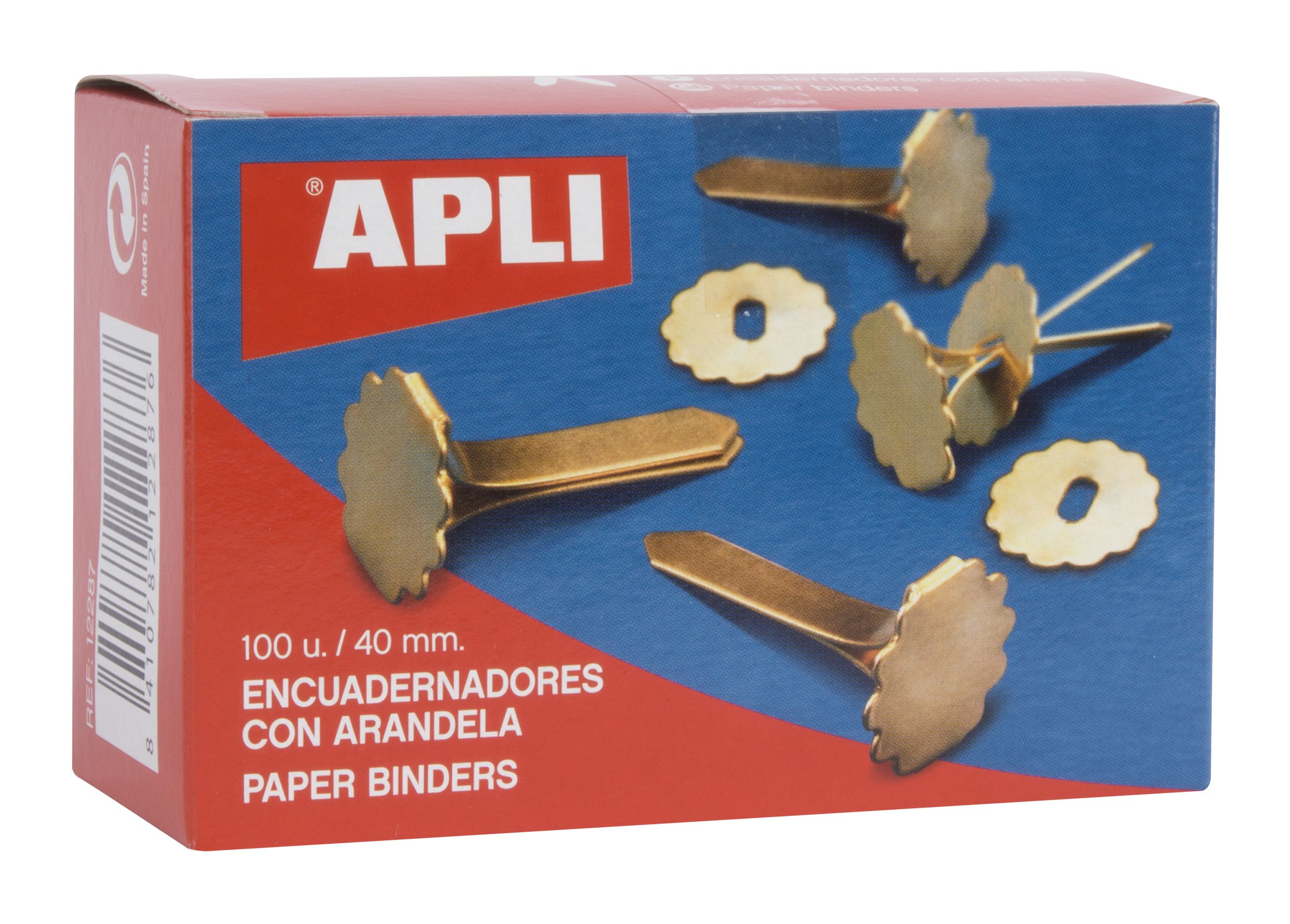 APLI 12287 Box of 100 Brads with Eyelets 40 mm