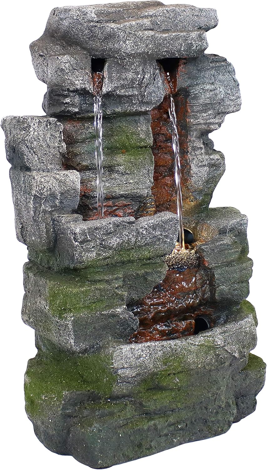 Sunnydaze 14-Inch Towering Cave Waterfall Indoor Tabletop Water Fountain with LED Light - Small Interior Water Feature for Home and Office - Mini Decorative Fountain