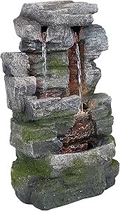 Sunnydaze 14-Inch Towering Cave Waterfall Indoor Tabletop Water Fountain with LED Light - Small Interior Water Feature for Home and Office - Mini Decorative Fountain