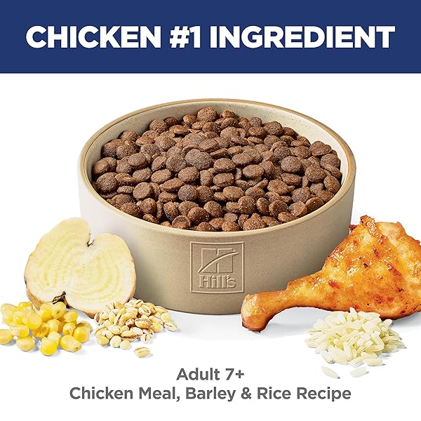 HILL’S SCIENCE DIET ADULT 7+, SENIOR ADULT 7+ PREMIUM NUTRITION, DRY DOG FOOD, CHICKEN, BROWN RICE, & BARLEY, 5 LB BAG