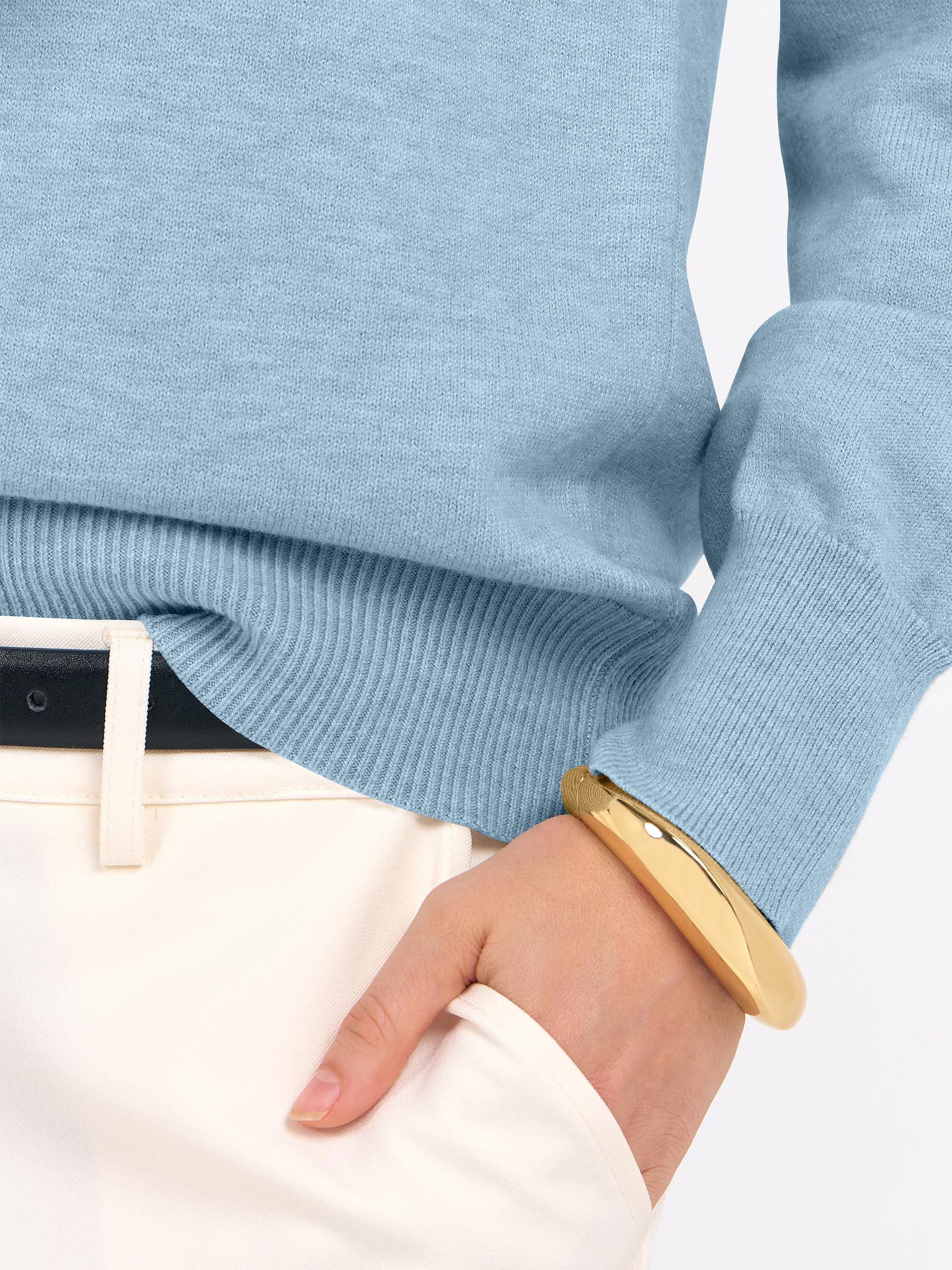 ANRABESS Womens Long Sleeve V Neck Sweaters 2025 Fall Casual Classic Soft Loose Fit Basic Pullover Jumper Top