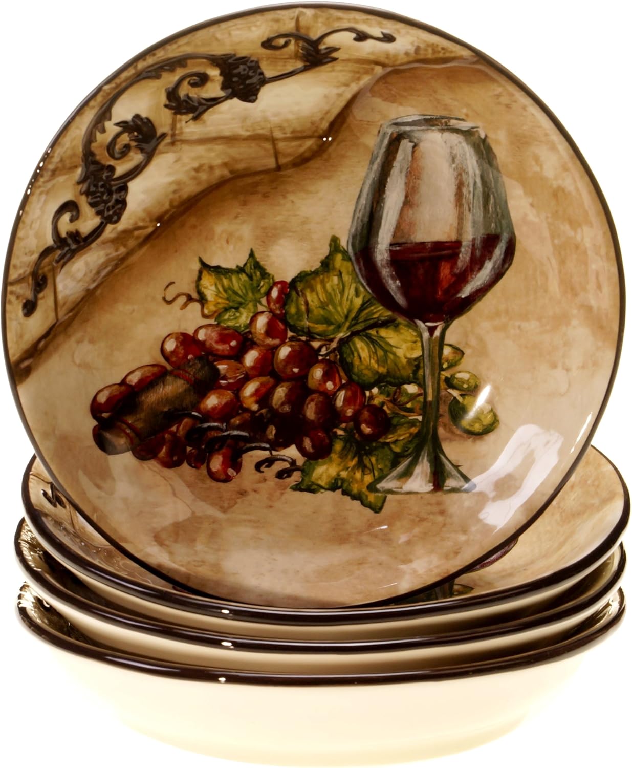 Certified International Tuscan View Soup/Pasta Bowl, 9.5-Inch, Set of 4