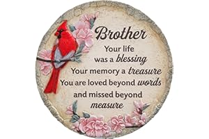 MYFIHU Brother Memorial Garden Stone, Memory Stones for Brother, Cardinal Stepping Stones Memorial Gifts for Loss of Brother, Sympathy Gift for Loss of Brother, in Memory of Brother TNS11