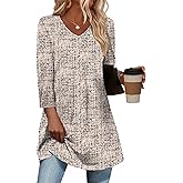 OFEEFAN 3/4 Length Sleeve Womens Tops Dressy Casual Plus Size Tunics to Wear with Leggings