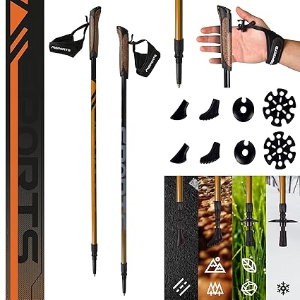 Msports Nordic Walking Stöcke Carbon Premium - aus hochwertigem Carbon - Superleicht - individuell einstellbar - auswählbar m