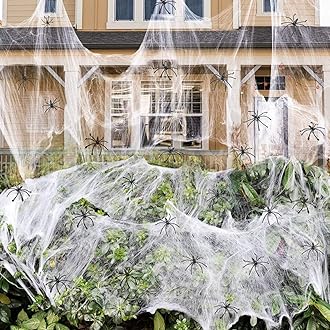900 sqft Spider Webs Halloween Decorations Bonus with 30 Fake Spiders, Super Stretch Cobwebs for Halloween Indoor and Outdoor