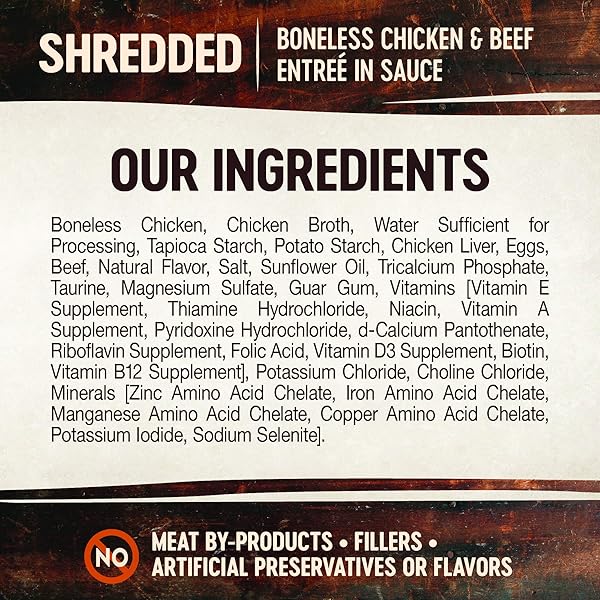 WELLNESS CORE SIGNATURE SELECTS SHREDDED ADULT CANNED WET CAT FOOD, NATURAL, PROTEIN RICH, GRAIN FREE, CHICKEN AND BEEF ENTRÉE RECIPE, 2.8 OZ, PACK OF 12 CANS