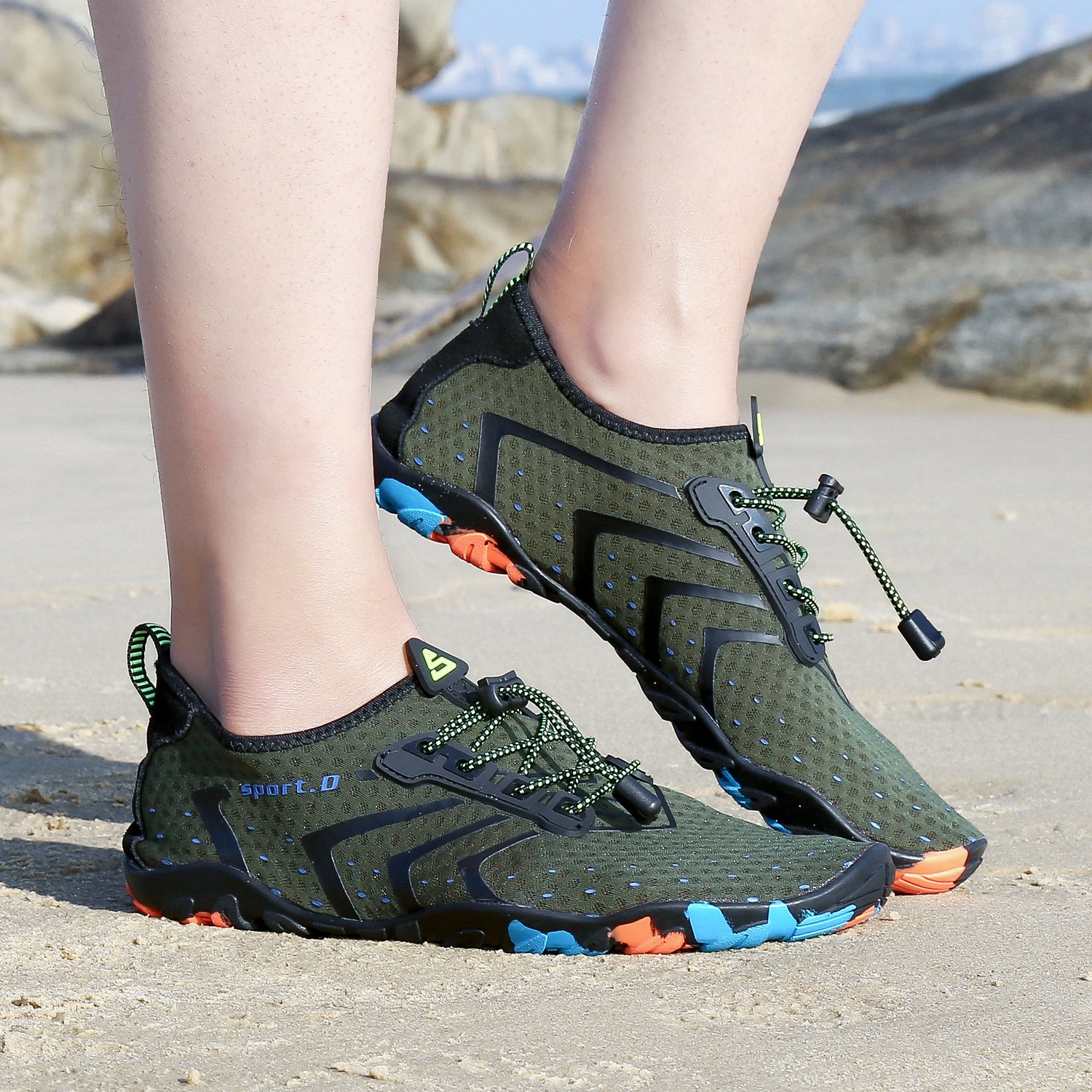 Scarpe da bagno da uomo e donna, unisex, leggere, comode, traspiranti, ad asciugatura rapida, antiscivolo, da spiaggia, da surf, a piedi nudi, taglia 39-44 EU, Verde4., 39