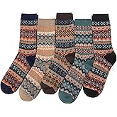 Mens Socks Merino Wool Cotton Knit Colorful Pattern Warm Thermal Classic Dress Socks for Men