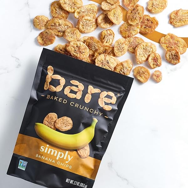 BARE BAKED CRUNCHY BANANA CHIPS, SIMPLY BANANA, GLUTEN FREE, 2.7 OZ BAG