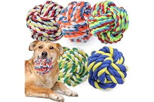 GASAPET Extra Large Rope Balls for Aggressive Chewers - 5 Pack Chew Toys for Medium Large Breeds, Dental Dog Balls, Puppy Teething Toys, Interactive Games