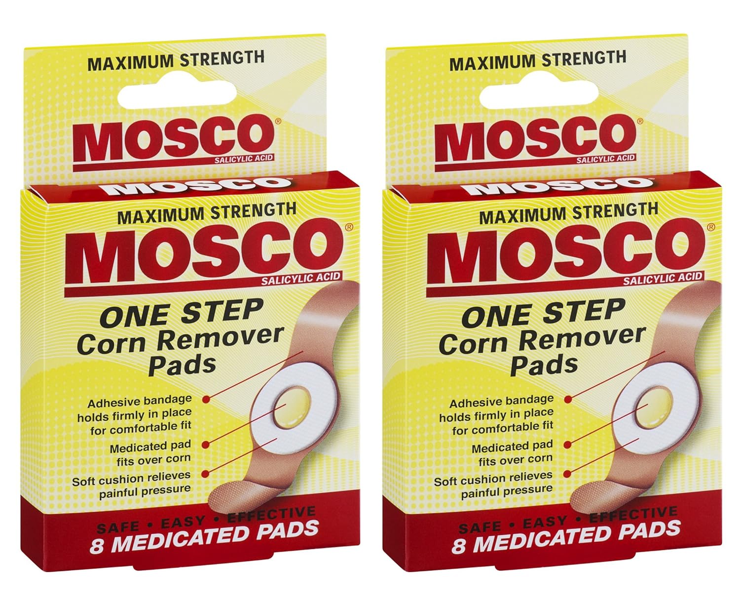 Mosco One Step Medicated Corn Remover Pads, Maximum Strength, 8-Count per Pack (2-Packs) : Beauty