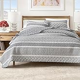 Great Bay Home 2-Piece Reversible Grey Twin/Twin XL Quilt Comforter with 1 Sham | Lightweight, All-Season, Cozy, Modern Bedspreads | Paisley Coverlet Sets | Kadi Collection