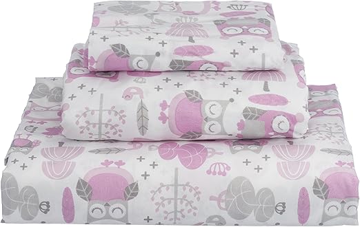 Amazon Com Levtex Daniella Owl Full Sheet Set Pink Grey Home