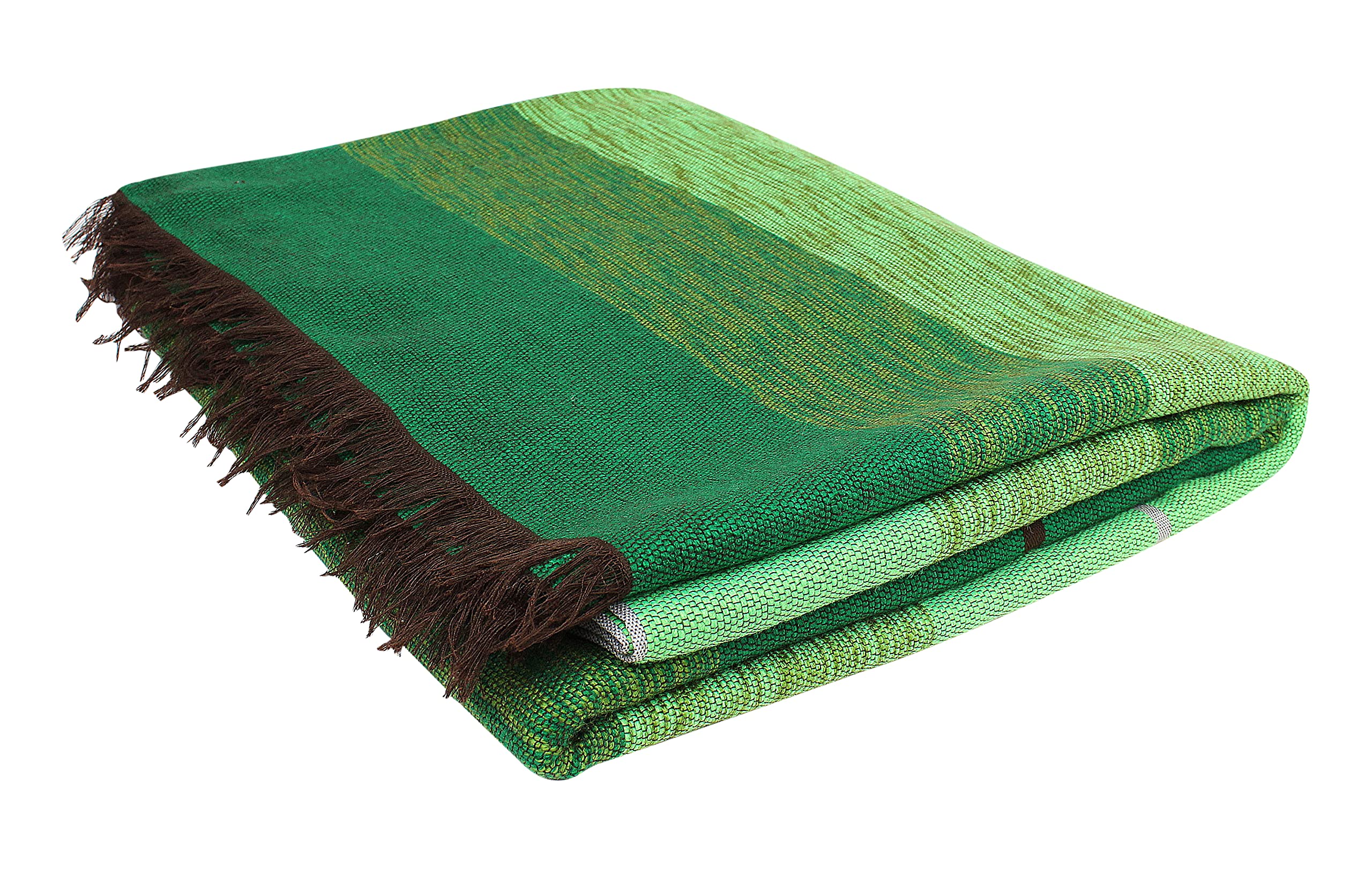 ESSENCE OF MOROCCO Moroccan Throw Blanket Bedspread Sofa Cover Handwoven. Cotton, Wool and Sabra Silk 106 in x 67 in / 270 cm x 170 cm (Green) — image 1