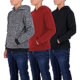 Real Essentials 3 Pack: Youth Fleece Long Sleeve Soft Pullover Hoodie Sweatshirt - Boys & Girls