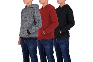 Real Essentials 3 Pack: Youth Fleece Long Sleeve Soft Pullover Hoodie Sweatshirt - Boys & Girls