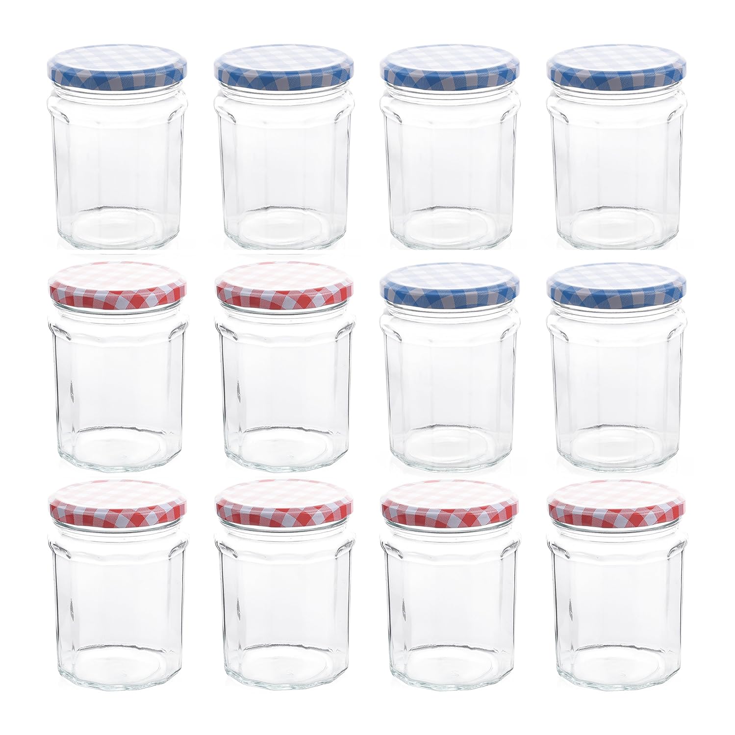 Klean Shop Jam Jars With Lids Red/Blue Lid Jam Jar Set