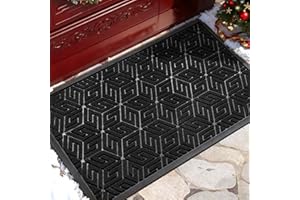 Yimobra Doormat Outdoor Entrance 29.5x17, All-Weather Waterproof Outdoor Mats for Front Door, Non Slip Welcome Door Mat for Patio Proch Outside Entryway Indoor, Black
