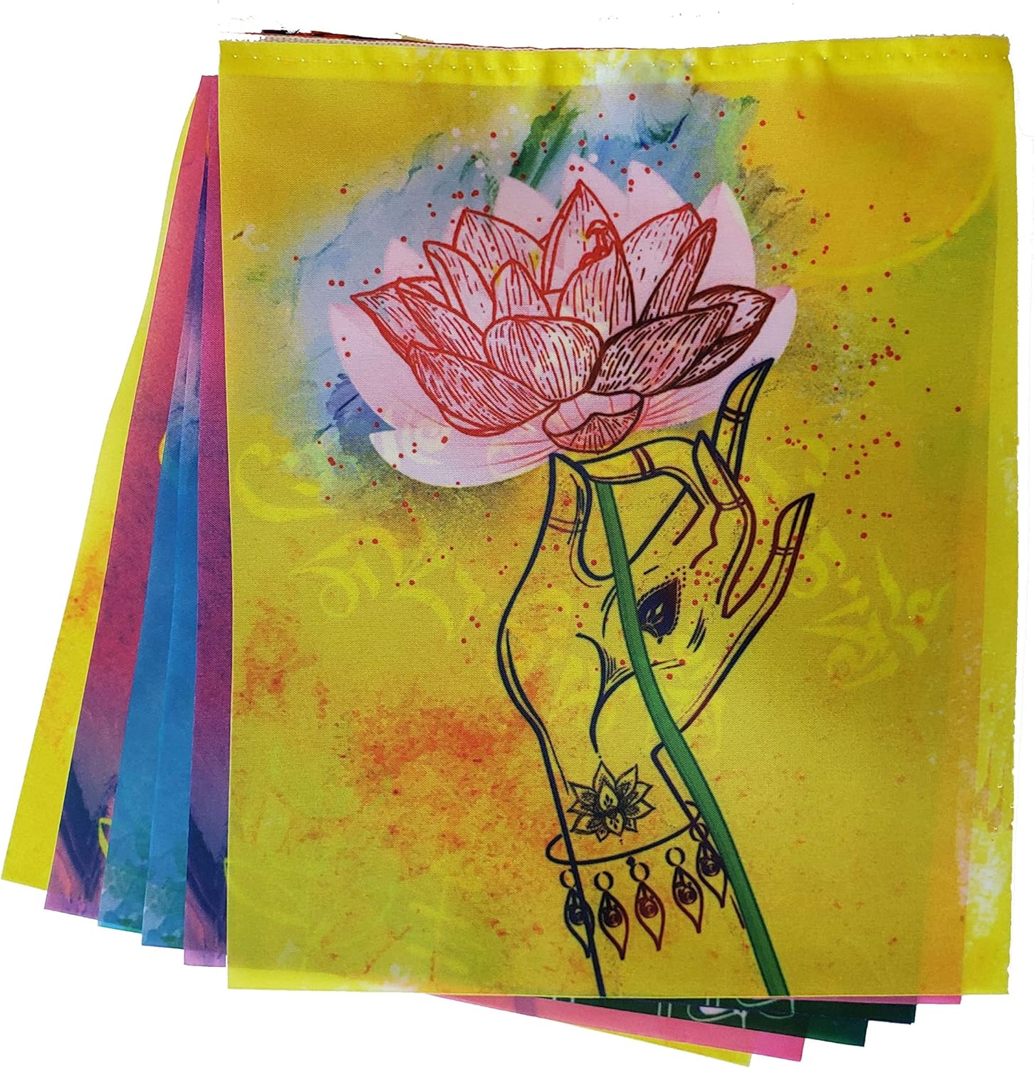 Buddhadoma Fiore Di Loto Bandiere Di Preghiera Om Mani Padme Hum Amazon It Giardino E Giardinaggio