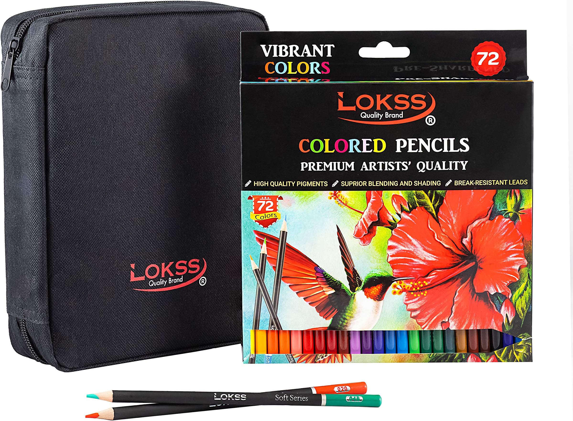 72 Colored Pencils Set By LOKSS - Professional Artist Pencils- Vibrant Colors- Superior Blending, Shading & Layering- Numbered Barrels & Free Bonus Portable Zipper Case with 72 Individual Slots