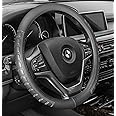 FH Group Steering Wheel Cover Microfiber Embossed Leather Will Fit Most Cars, Trucks and SUVs Standard Size 14.5” – 15.5” Gra