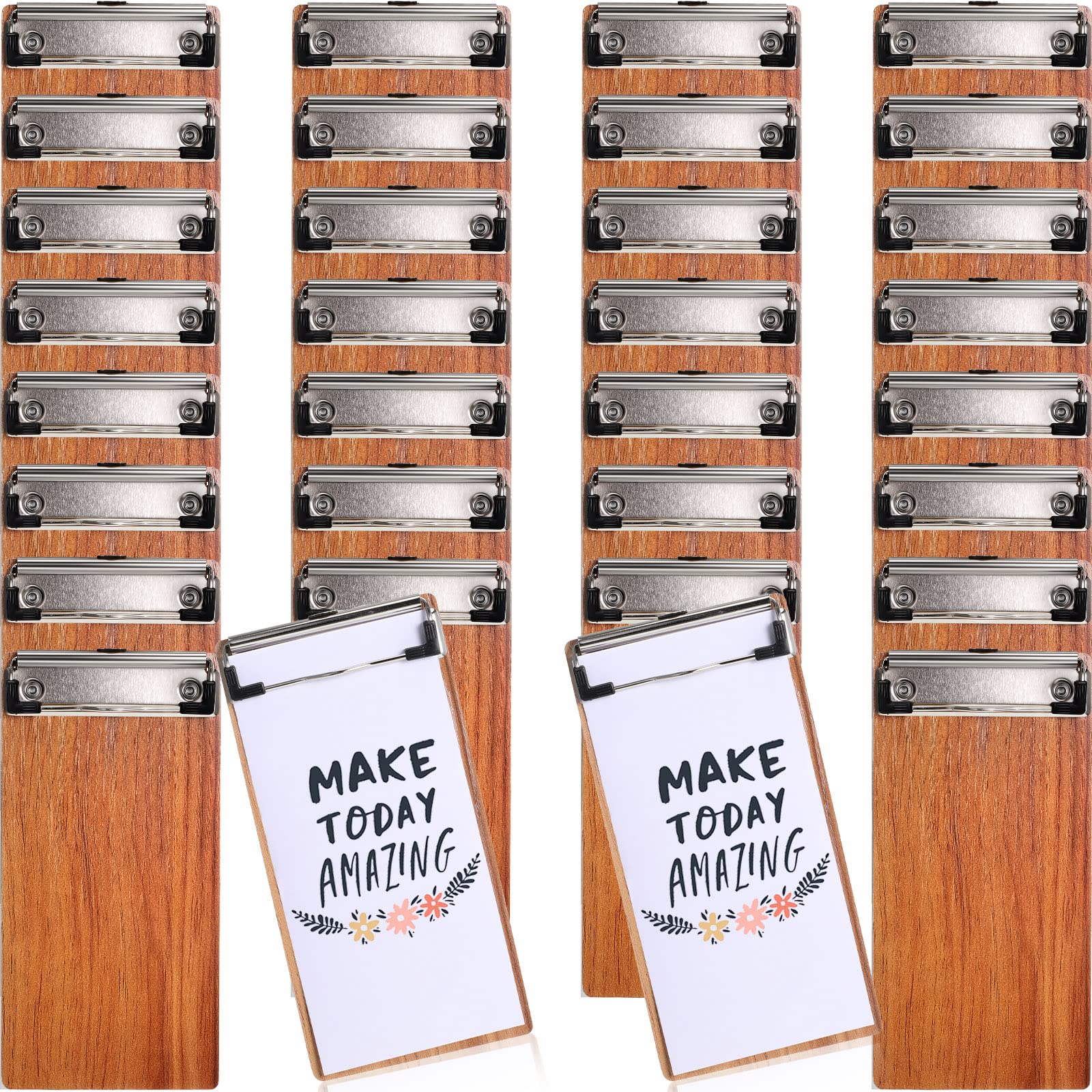 Photo 1 of Epakh 30 Pcs Mini Clipboard Small Clipboards Wooden Half Page Clipboard Wood Check Presenters Kids Clipboards for Restaurant School Waitress Guest Server Books Menu Holder, 8 x 4 Inch