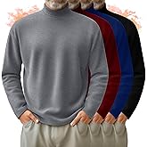 Velvelhall 4 Pack Men's Mock Turtleneck Shirts, Long Sleeves Thermal Pullover Sweater Casual Undershirt Loose Fit Tops