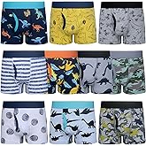 BIG ELEPHANT Boys Boxer Briefs 10-Pack, 100% Cotton Toddler Underwear, Dinosaur and Car Print, Soft Breathable Underpants