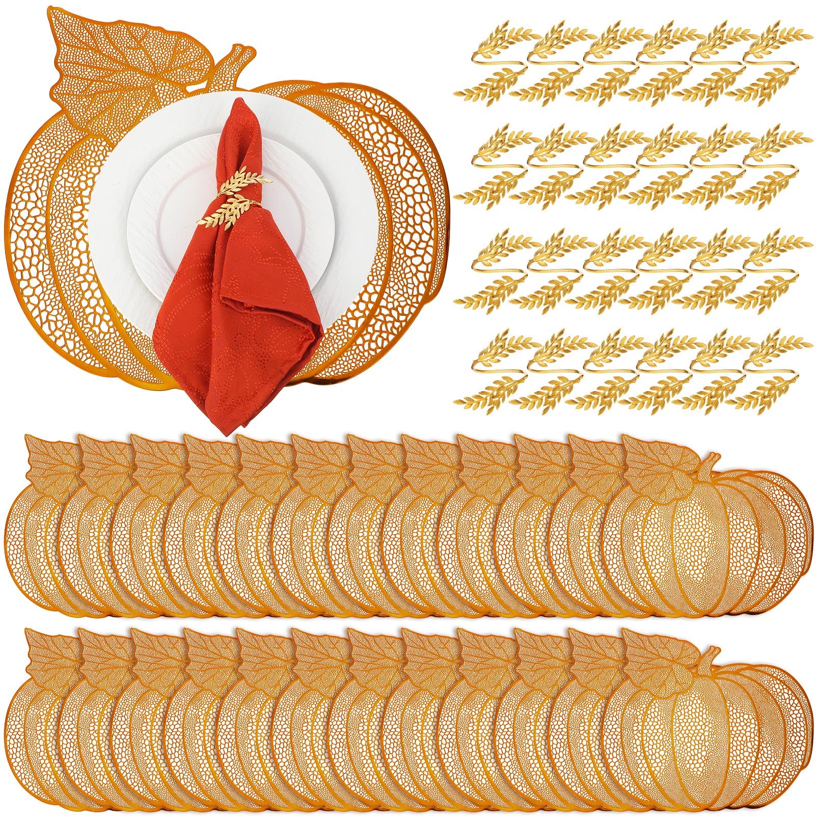 Photo 1 of *USED*
Mifoci Pumpkin Placemats Set of 24, Fall Napkin Rings Autumn Pumpkin Hollow Out Placemats for Dinner Table Decorations Holiday Thanksgiving Wedding Party