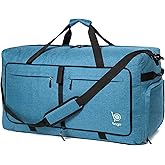 Bago Big XXL Foldable Duffel Bags for Traveling Women & Men - 140L Packable Duffle Bag for Travel with Shoe Compartment - Water Repellant, Heavy Duty, Lightweight Folding & Collapsible (SnowBlue)