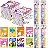 Crtiin Easter 48 Pcs Include 24 Bible Verse Notepad 24 Pencils Kids Christian Church Gifts Students Classroom Award Religious Notebook Bible Pencils Prayer Pocket School(Colorful Cross,Eclectic)