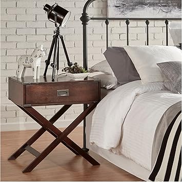 Amazon Com Modhaus Living Modern Wood Accent X Base Nightstand Campaign Sofa Table Rectangle Shaped With Storage Drawer Includes Pen Espresso Furniture Decor