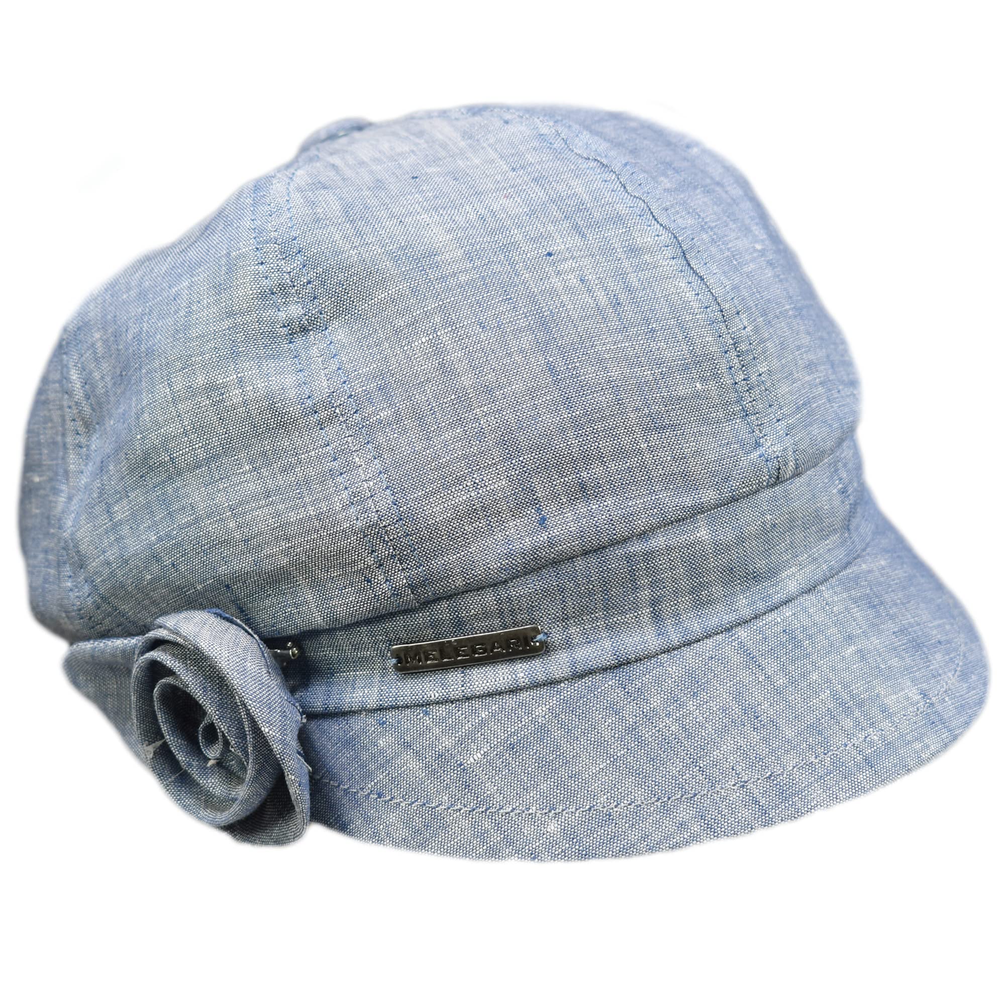 Melegari Cap with Visor 100% Linen | Lucca | Baloon cap | Made in Italy | Spring Summer, azure, One size