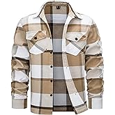 Cotrasen Mens Flannel Shirts Long Sleeve Flannel Shirt for Men Cotton Casual Button Up Plaid Shirt with 2 Pockets