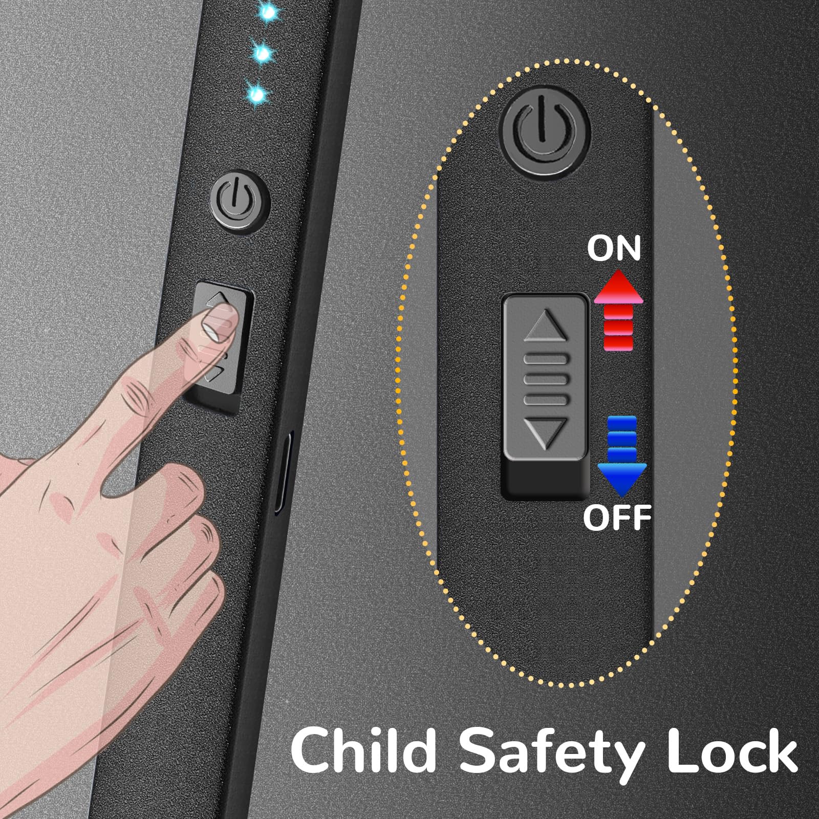 3 Pack Electric Candle Lighter USB Rechargeable Lighters Windproof Plasma Arc Lighters Flameless Type C Long Lighter with Safety Switch for Candle BBQ Camping Birthday Fireworks