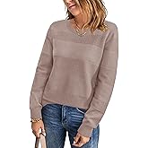 Arach&Cloz Womens Fall Sweaters 2024 Crochet Crew Neck Long Sleeve Knit Tops Pullover Fashion Clothes Outfits