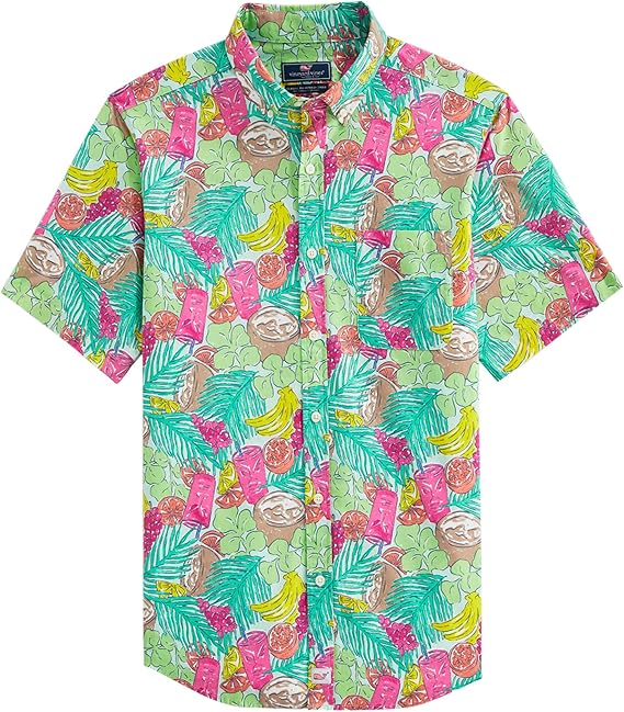 Vineyard Vines Camisa de Manga Corta de Ajuste clásico en algodón