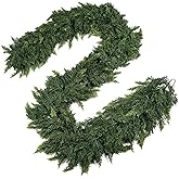 HomeKaren Christmas Garland 9ft Real Touch Realistic Christmas Cedar Garland, Greenery Artificial Christmas Decorations for Table, Mantle, Wall