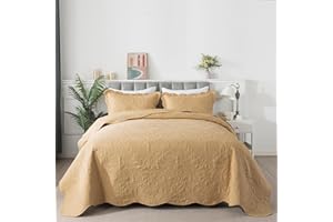 HoneiLife Queen Quilt Bedding Set - 3 Pieces Microfiber Quilt Sets Lightweight Bedspreads Reversible Coverlets Retro Bed Cover Paisley Pattern Bedding Set All Season Quilts-Yellow